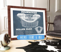 Cutler West Baseball Collection 14" x 11" / Walnut Frame & Mat Milwaukee Brewers Miller Park Seating Chart - Vintage Baseball Fan Print 746303541_73731