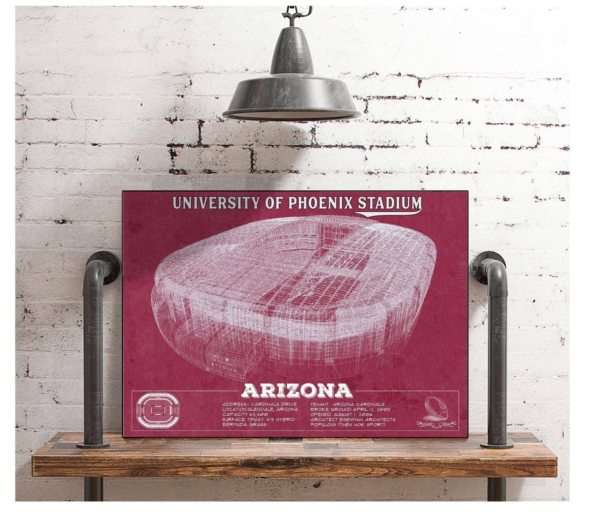 Cutler West Pro Football Collection Arizona Cardinals - University of Phoenix Stadium Vintage Football Team Color Print