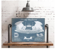 Cutler West Washington Huskies Art Blue Version - Husky Stadium Vintage Stadium Blueprint Art Print