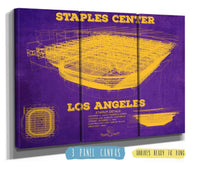 Cutler West Basketball Collection 48" x 32" / 3 Panel Canvas Wrap LA Lakers - Staples Center Vintage Blueprint NBA Basketball NBA Team Color Print 763679666_28262
