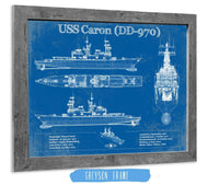 Cutler West Naval Military 14" x 11" / Greyson Frame USS Caron (DD-970) Blueprint Original Military Wall Art - Customizable 933311002_28153