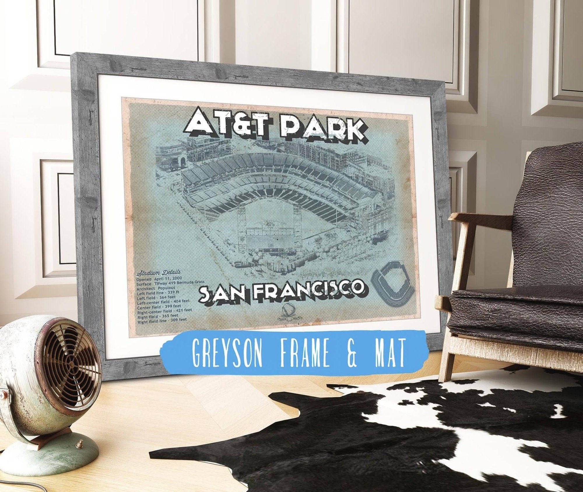 Cutler West 14" x 11" / Greyson Frame & Mat San Francisco Giants - AT&T Park Vintage Baseball Print 662435265-TOP-14"-x-11"51979