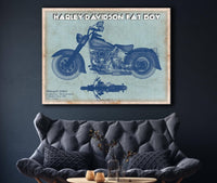 Cutler West Harley-Davidson Fat Boy Blueprint Motorcycle Patent Print
