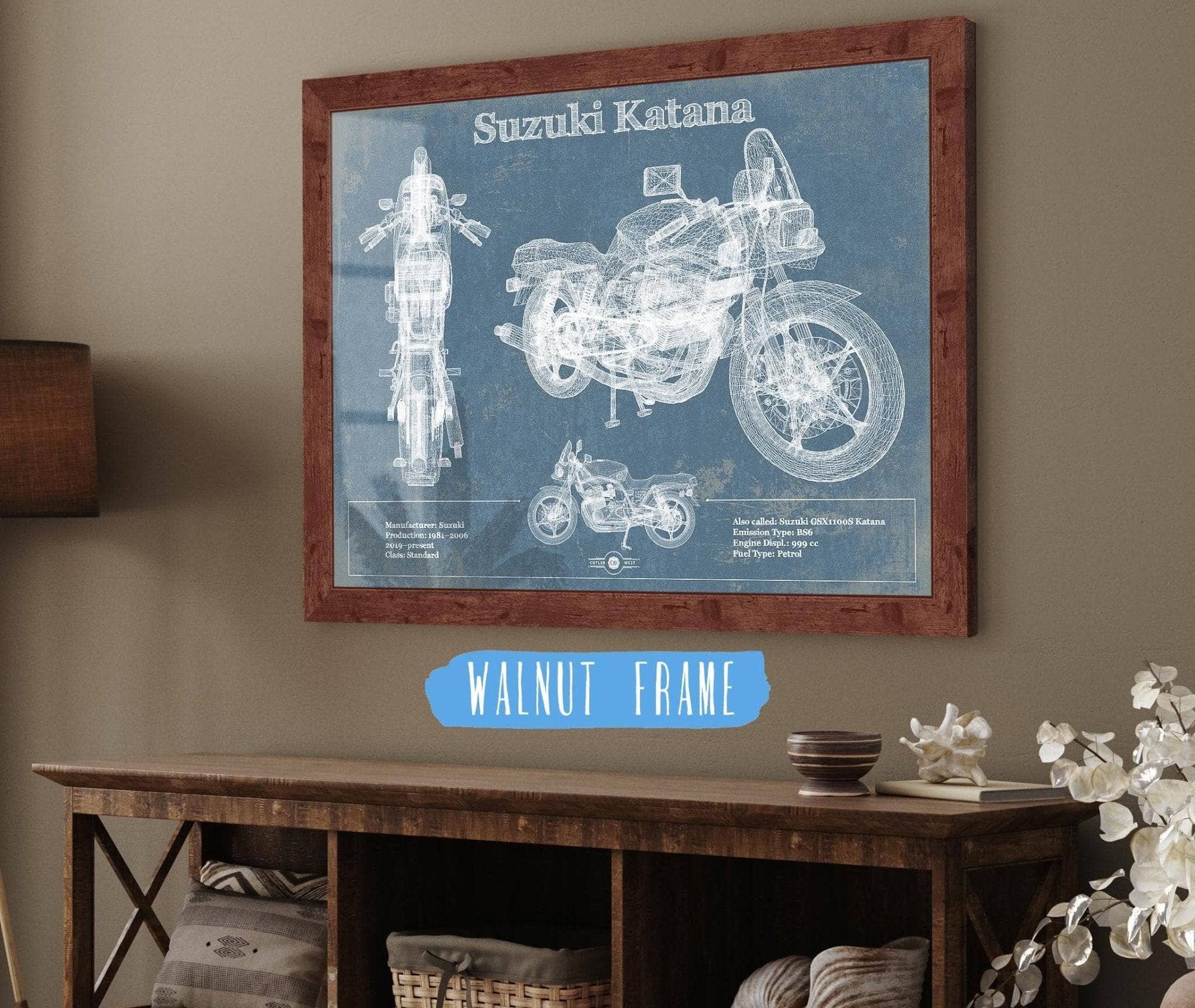 Cutler West Suzuki Katana Blueprint Motorcycle Patent Print