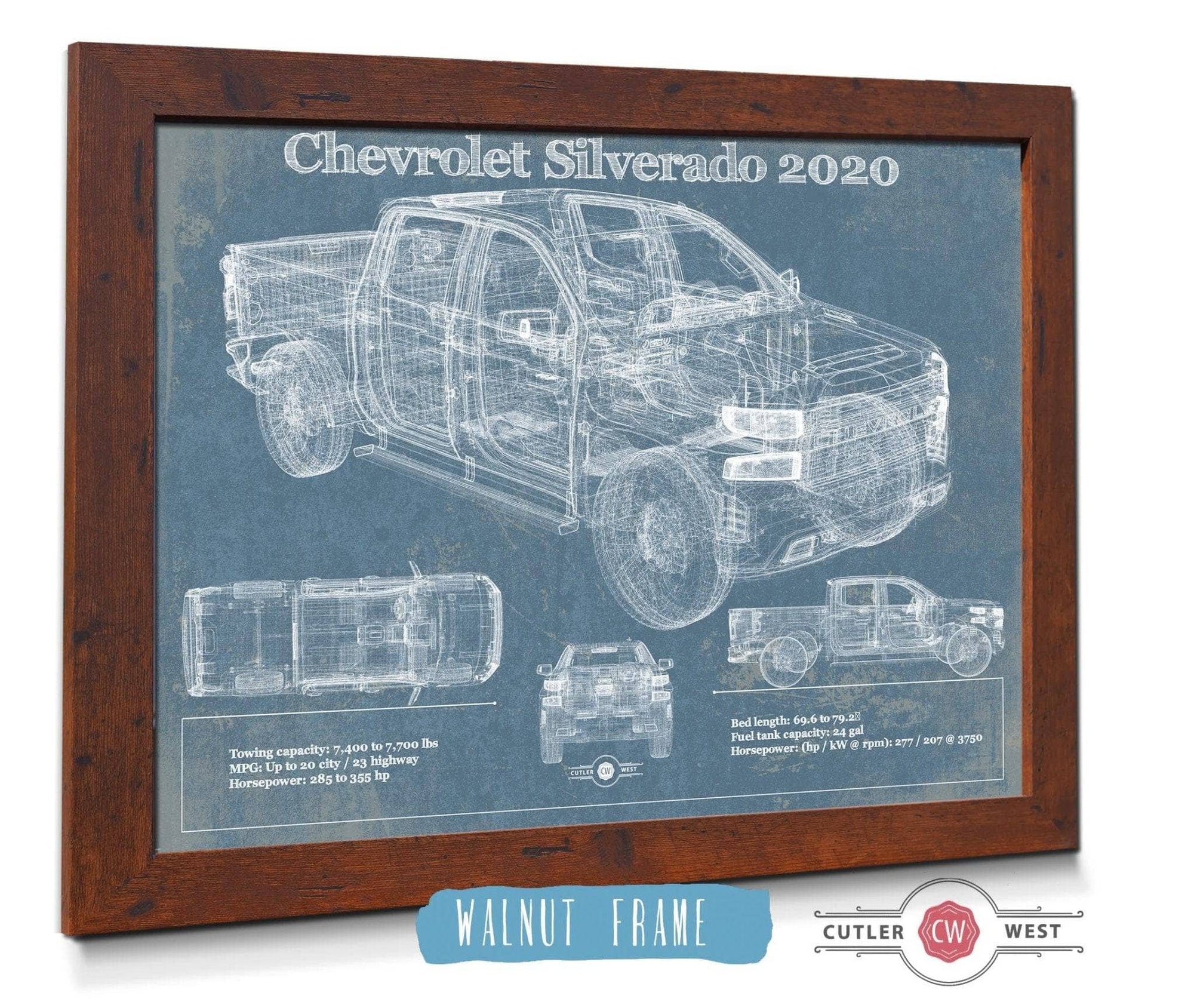 Cutler West Chevrolet Collection Chevrolet Silverado 2020 Blueprint Vintage Auto Patent Print