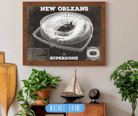 Cutler West Pro Football Collection 14" x 11" / Walnut Frame New Orleans Saints Superdome Seating Chart - Vintage Football Print 734084112-TOP