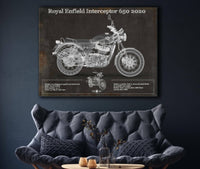 Cutler West Royal Enfield Interceptor 650 2020 Blueprint Motorcycle Patent Print