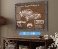 Cutler West Ford Collection 14" x 11" / Greyson Frame Ford Gran Torino 1975 Blueprint Vintage Auto Print 933350038_54816