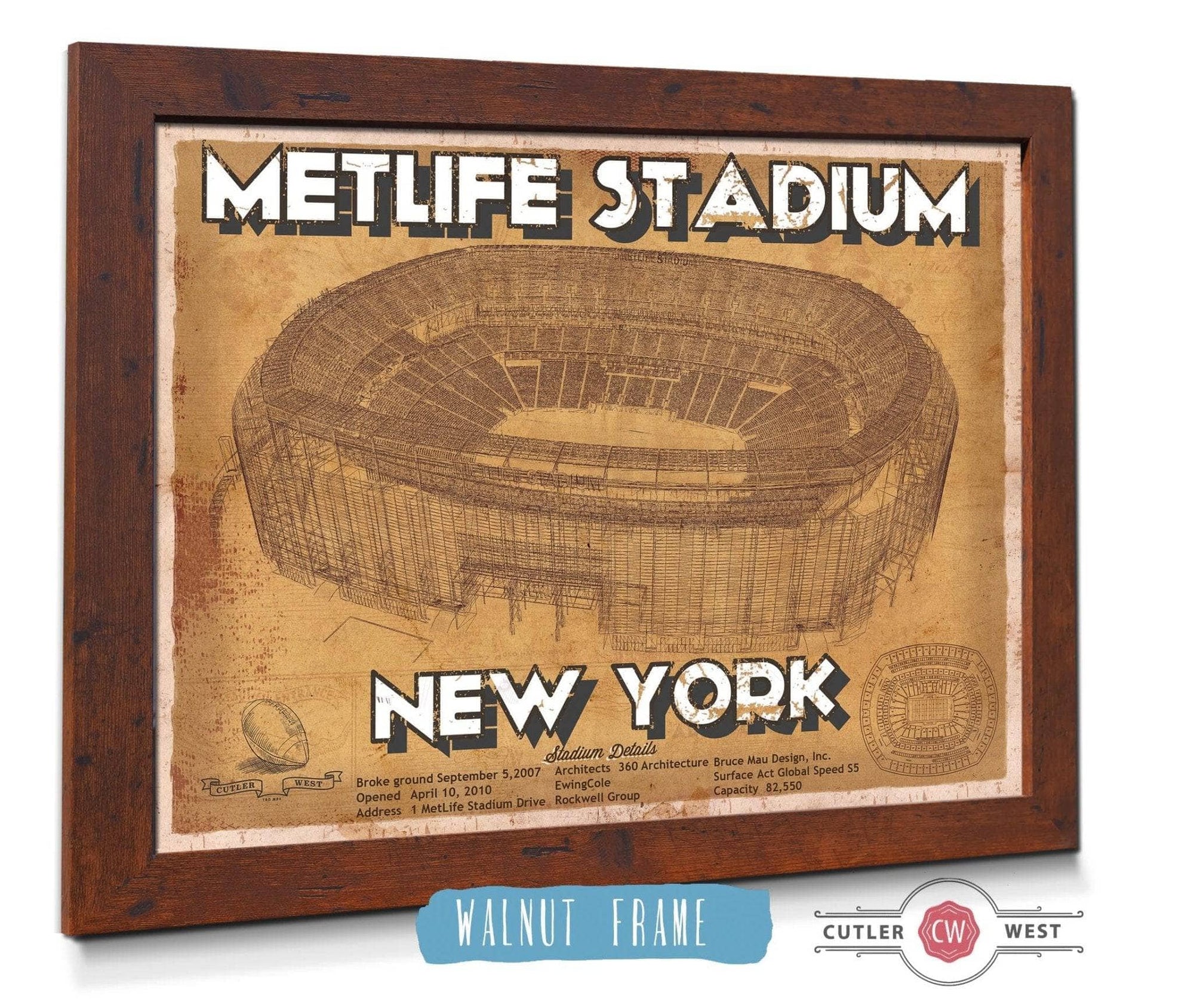 Cutler West Baseball Collection MetLife Stadium Vintage New York - Vintage Football Print