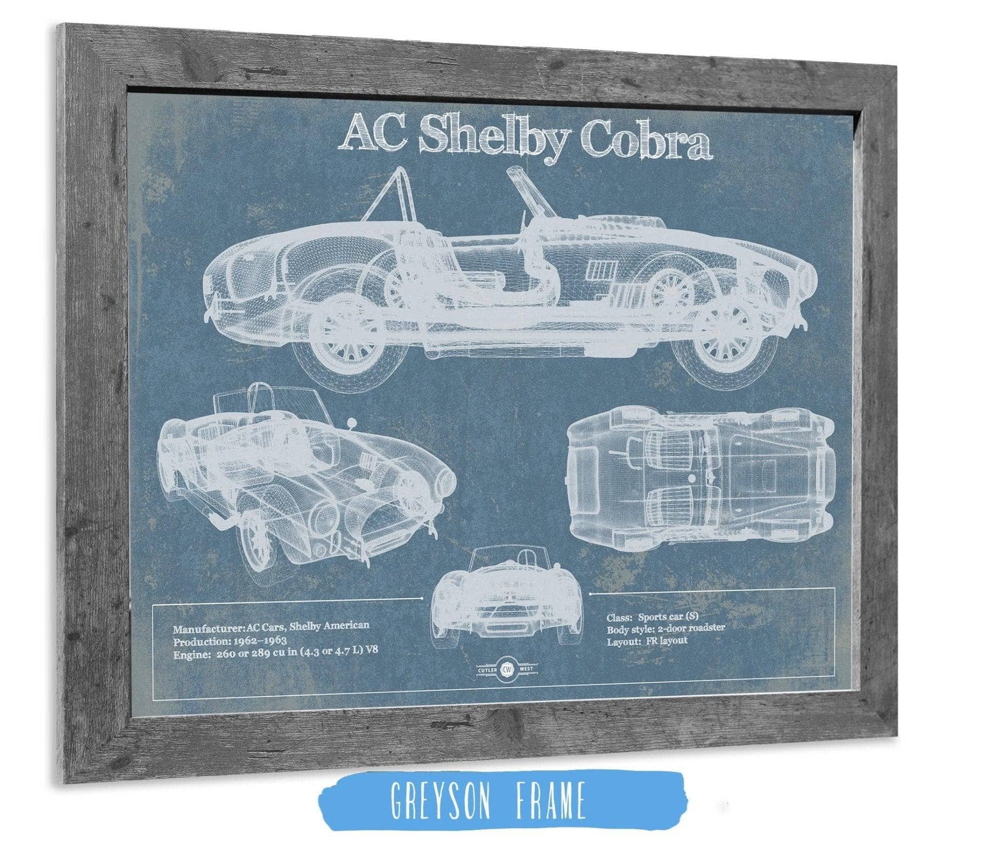 Cutler West Vehicle Collection AC Shelby Cobra Blueprint Vintage Auto Print