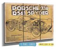 Cutler West Porsche Collection 48" x 32" / 3 Panel Canvas Wrap Porsche 718 Spyder Racing Sports Car Print 715556417_68669