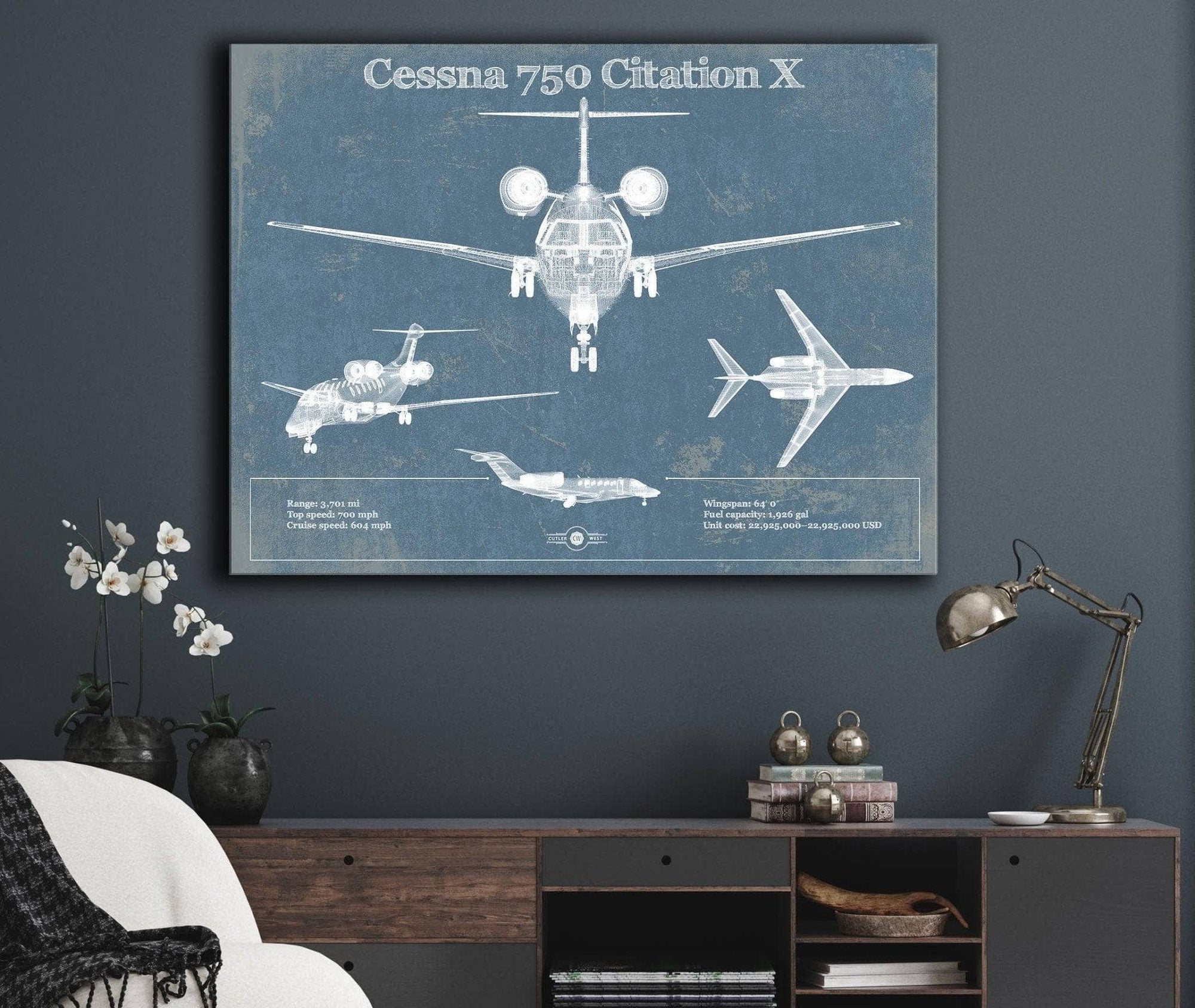 Cutler West Cessna Collection Cessna 750 Citation X Original Blueprint Art