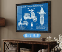 Cutler West Vehicle Collection 14" x 11" / Black Frame Vintage 2018 - 2020 Vespa Primavera 150 Patent Print 933350111_37716