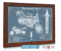 Cutler West Kawasaki ZR-7 Vintage Blueprint Motorcycle Patent Print
