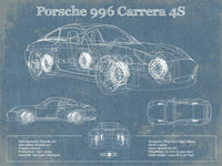Cutler West Porsche Collection 14" x 11" / Unframed Porsche 996 Carrera 4S Vintage Blueprint Auto Print 932654234_16952