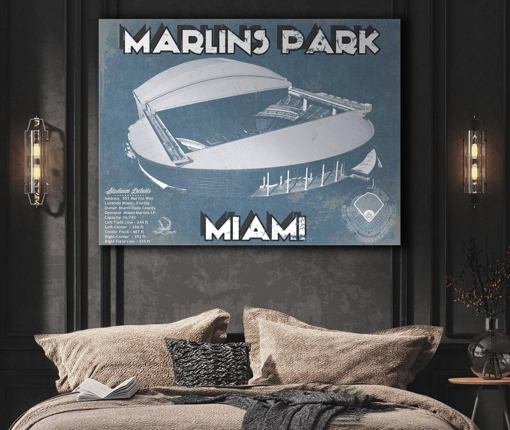 Cutler West Baseball Collection Miami Marlins - Marlins Park Vintage Baseball Fan Print