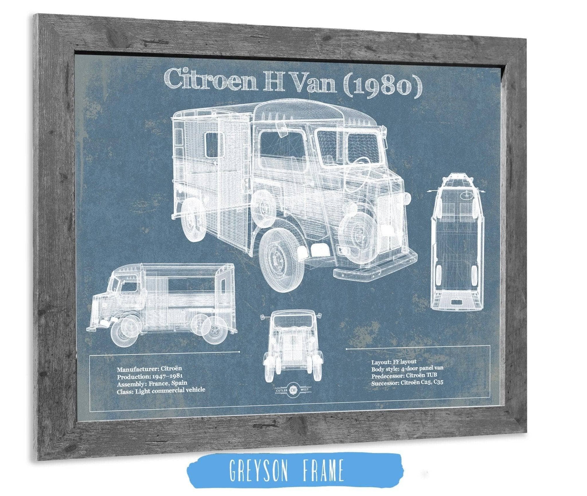 Cutler West Vehicle Collection Citroen H Van (1980) Car Blueprint Vintage Auto Print