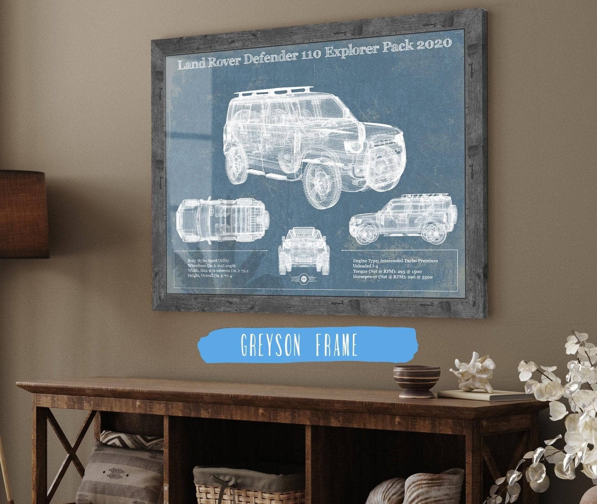 Cutler West Land Rover Collection Land Rover Defender 110 Explorer Pack Vintage Blueprint Auto Print