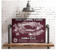 Cutler West College Football Collection Florida State Seminoles - Doak Campbell Stadium Vintage FSU College Football Art Print