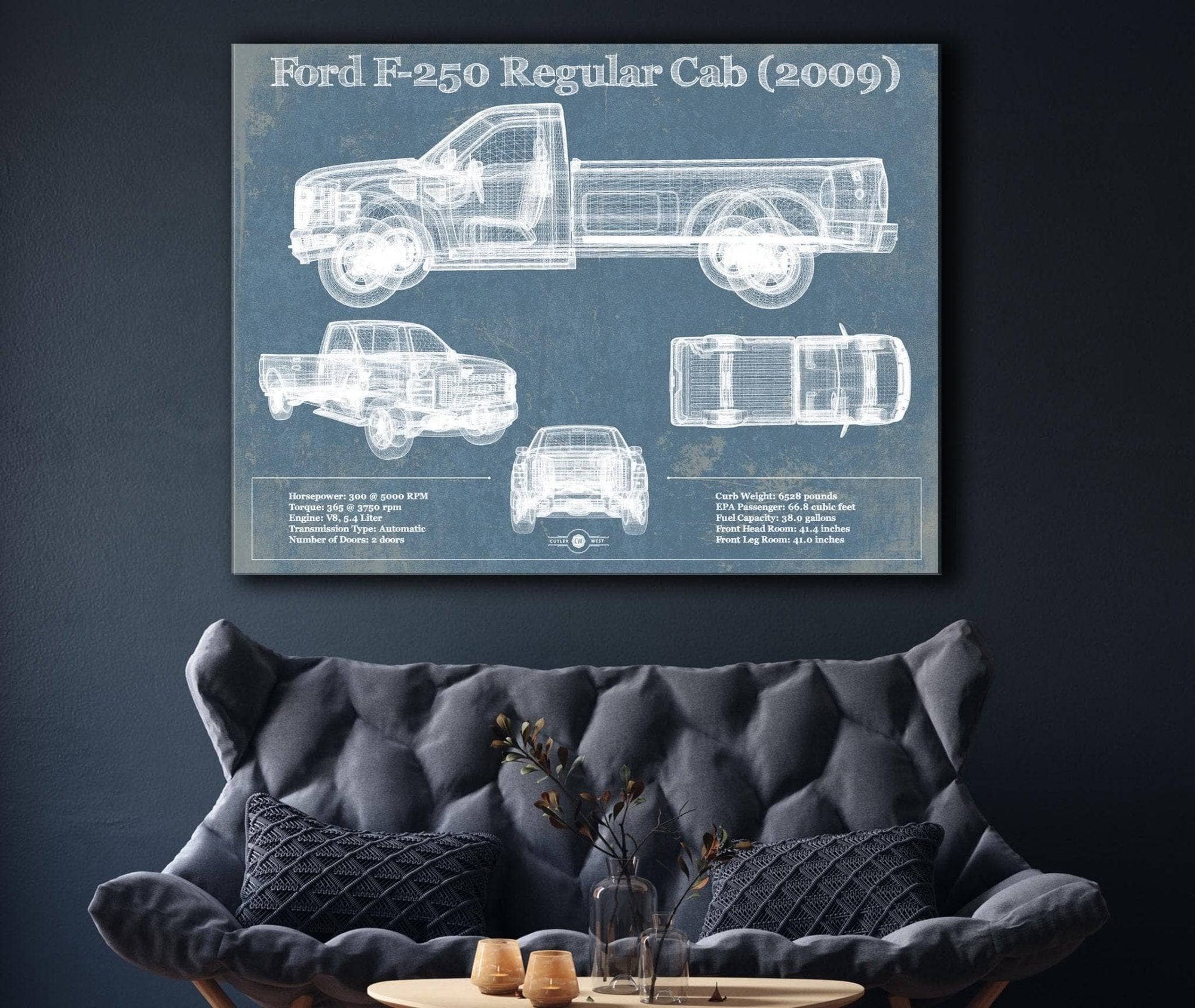 Cutler West Ford Collection Ford F-250 Regular Cab (2009) Blueprint Vintage Auto Print