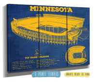 Cutler West College Football Collection 48" x 32" / 3 Panel Canvas Wrap Minnesota Gophers Vintage TCF Bank Stadium Blueprint Art Print 933350157_72523