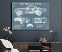 Cutler West Vehicle Collection 1967 Mustang coupe Blueprint Vintage Auto Print