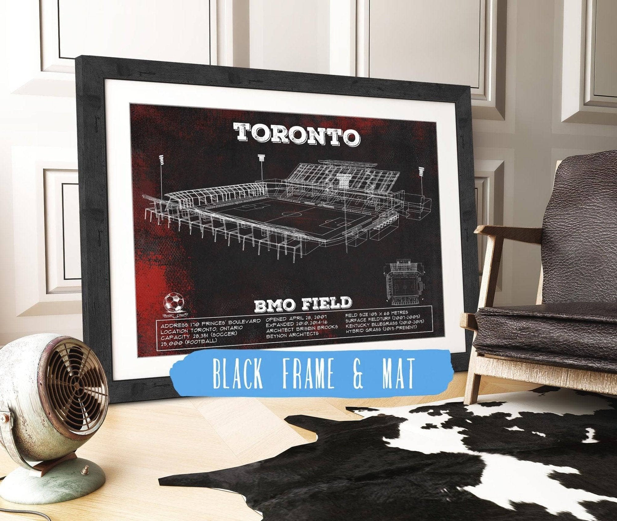 Cutler West Soccer Collection 14" x 11" / Black Frame & Mat Toronto F.C. - BMO Field Vintage MLS Soccer Print 2 788155089A_29666