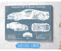 Cutler West Ferrari Collection Ferrari F8 Tributo (2019) Blueprint Vintage Auto Print