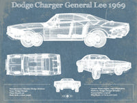 Cutler West Dodge Collection 14" x 11" / Unframed Dodge Charger (Mk2) (B Body) General Lee 1969 Vintage Blueprint Auto Print 833110046_55073