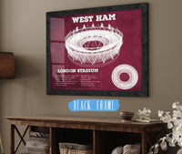 Cutler West 14" x 11" / Black Frame West Ham United FC - Vintage London Stadium Soccer Print 736809452-14"-x-11"3434