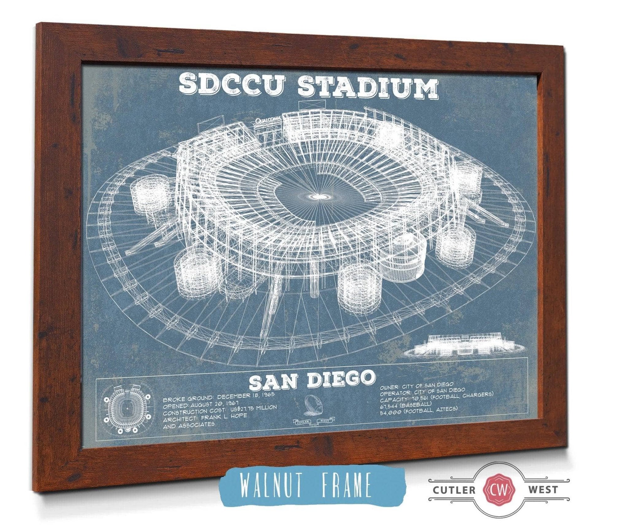 Cutler West College Football Collection SDCCU Stadium Qualcomm San Diego Stadium - Vintage San Diego State Aztecs Football Print