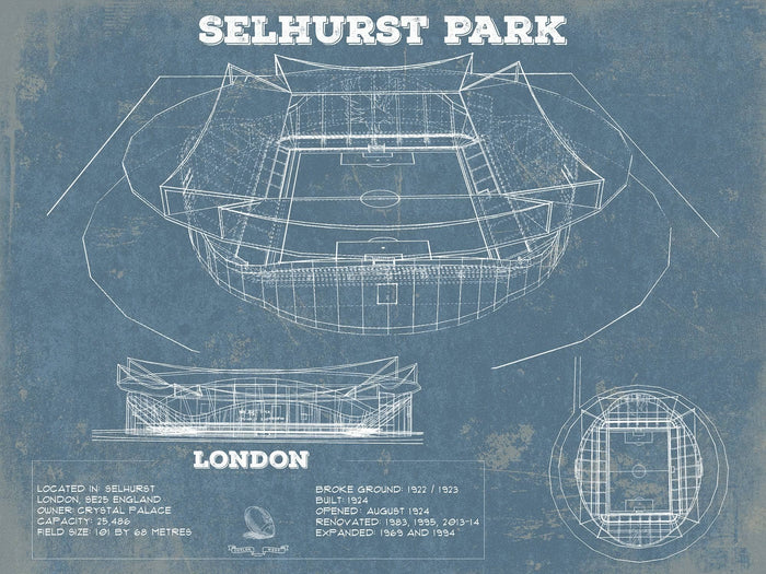 Cutler West Selhurst Park Stadium A New Crystal Palace Blueprint Vintage Soccer Print