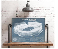 Cutler West College Football Collection Penn State Nittany Lions - Beaver Stadium Vintage Blueprint Wall Art