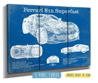 Cutler West Ferrari Collection 48" x 32" / 3 Panel Canvas Wrap Ferrari 812 Superfast Blueprint Vintage Auto Print 933350033_21546