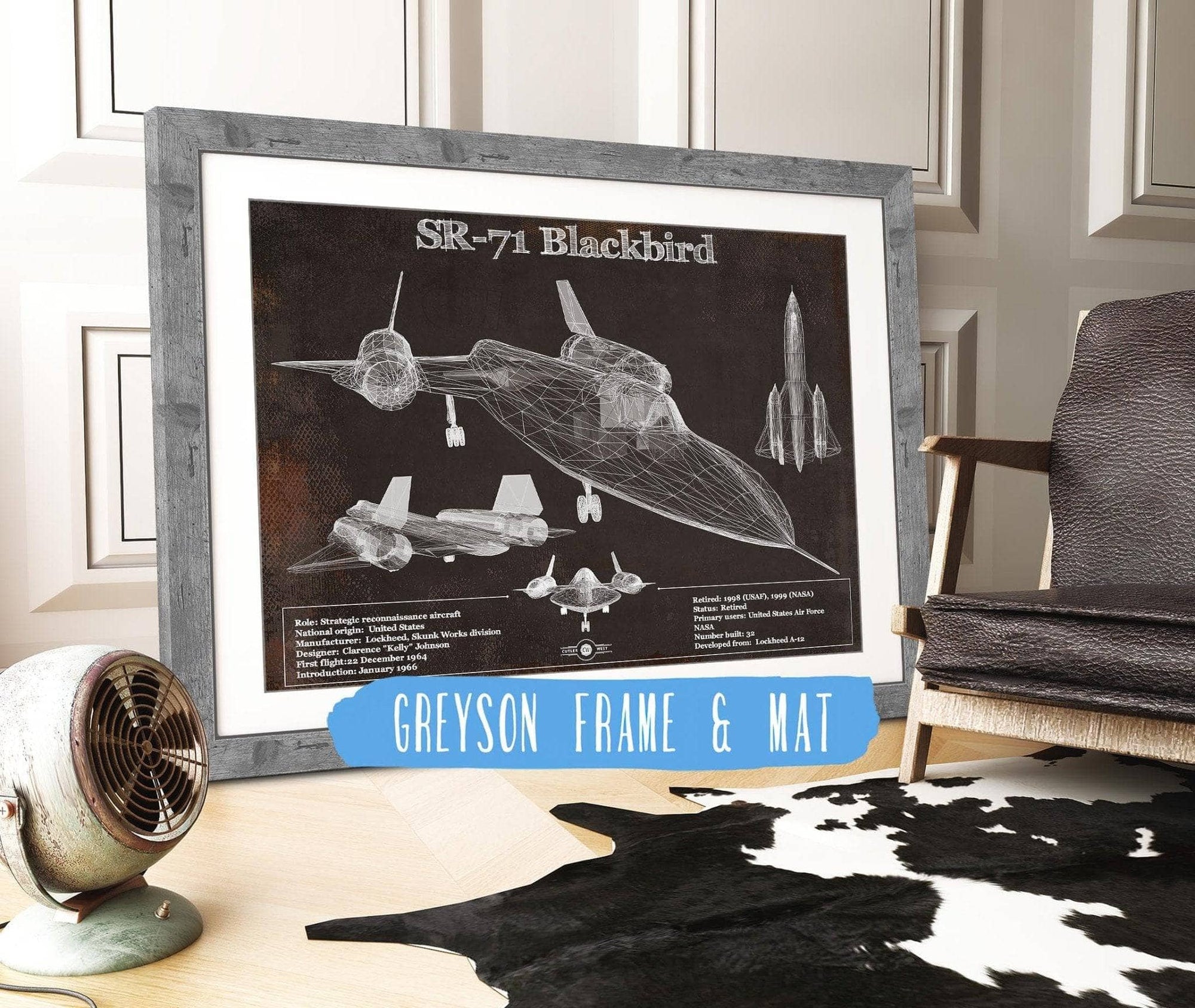 Cutler West Military Aircraft SR-71 Blackbird Black Version - Aircraft Original Military Wall Art