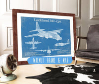 Cutler West Military Aircraft 14" x 11" / Walnut Frame & Mat Lockheed MC-130 Vintage Aviation Blueprint Military Print 933311100_10229