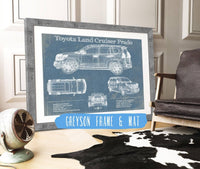 Cutler West Toyota Collection 14" x 11" / Greyson Frame & Mat Toyota Land Cruiser Prado (2016) Blueprint Vintage Auto Patent Print 833110122_6141