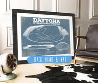 Cutler West Racetrack Collection 14" x 11" / Black Frame & Mat Daytona International Speedway Blueprint NASCAR Race Track Print 731411994-TOP