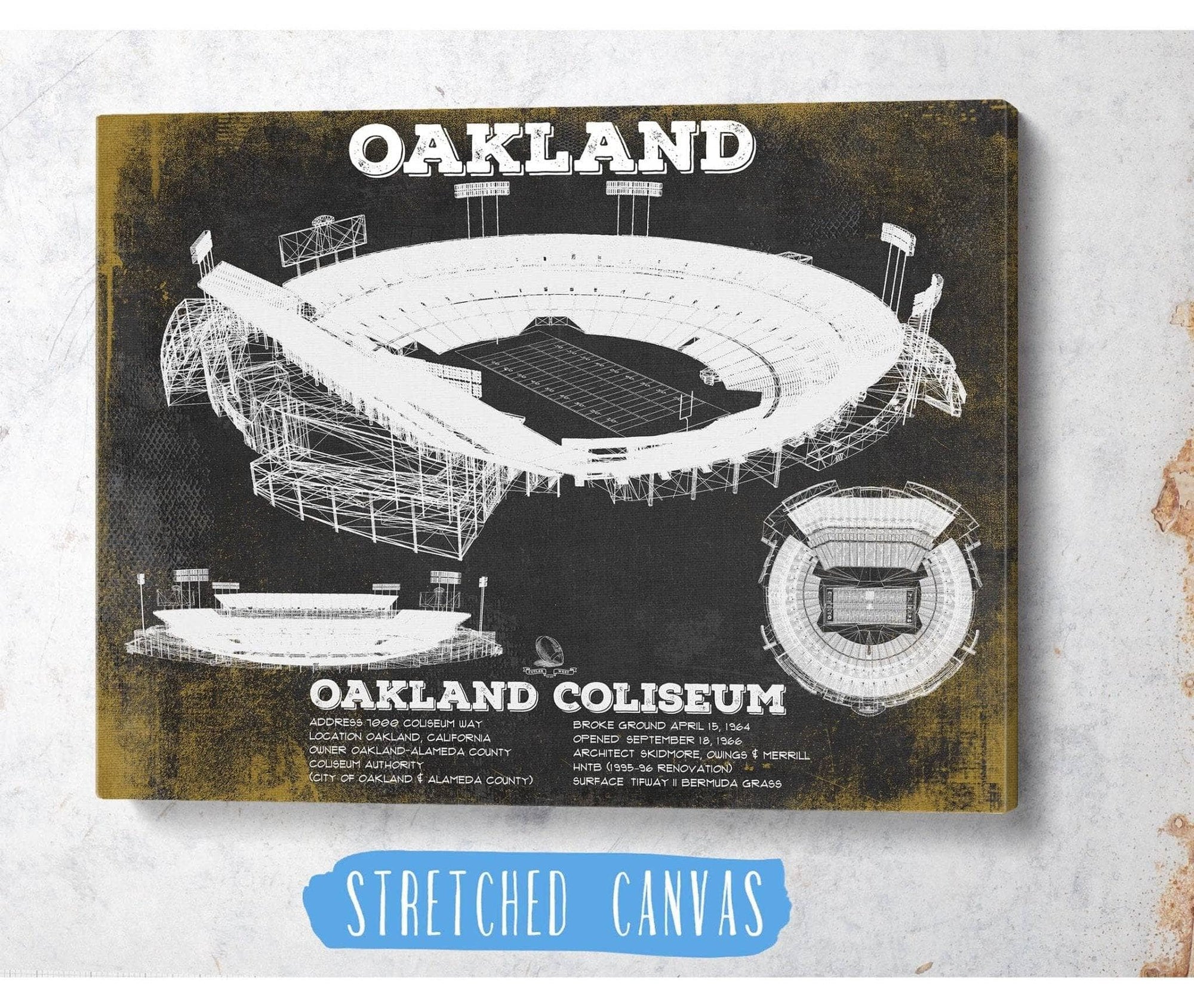 Cutler West Pro Football Collection Oakland Raiders Team Colors Oakland Coliseum NFL Vintage Football Print