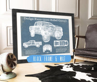 Cutler West Dodge Collection 14" x 11" / Black Frame & Mat Dodge Ram 1500 Rebel (2015) Vintage Blueprint Auto Print 833110096_58573