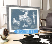 Cutler West 14" x 11" / Greyson Frame & Mat Yamaha SR125 Blueprint Motorcycle Patent Print 833110054-14"-x-11"5085