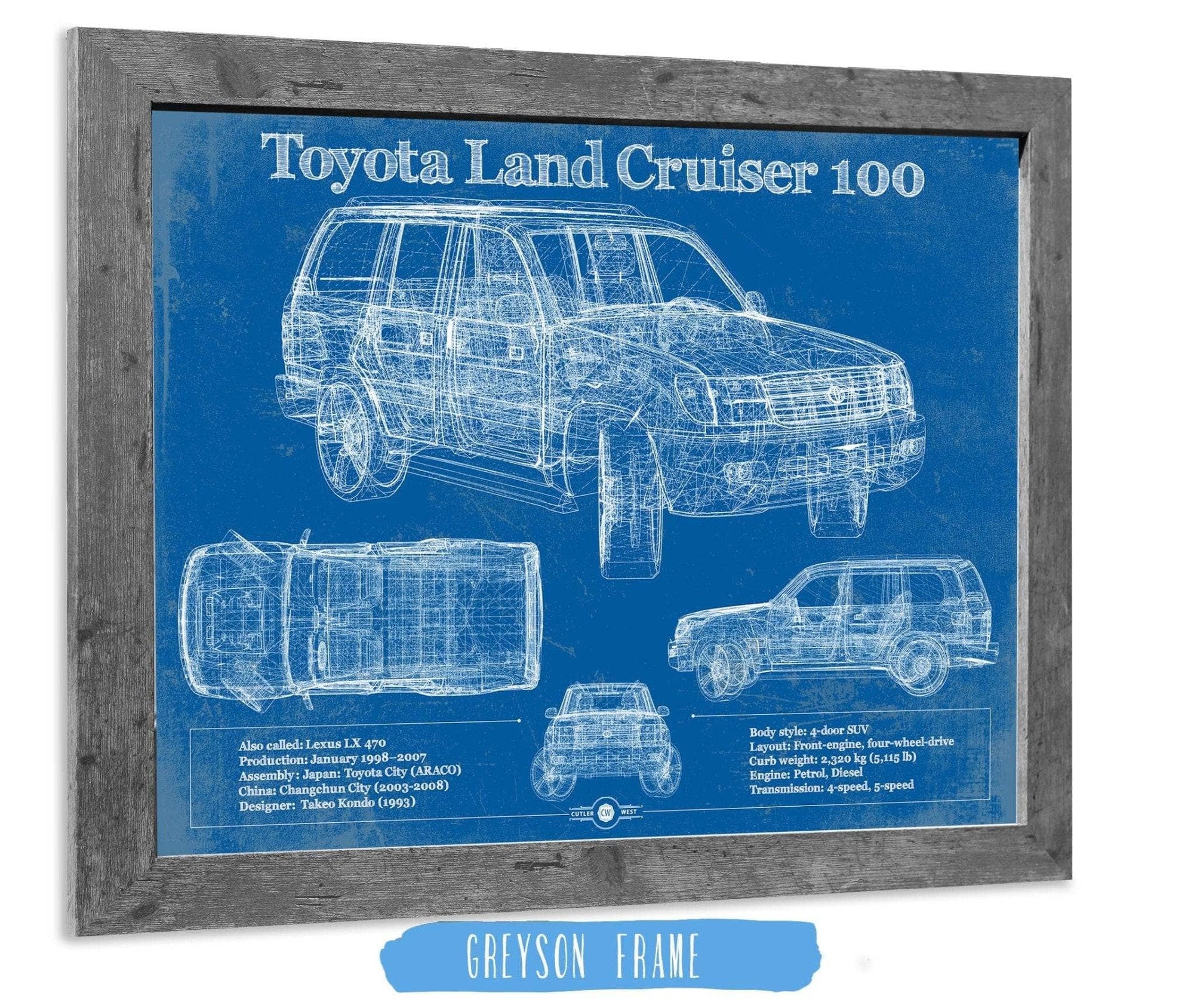 Cutler West Toyota Collection Toyota Land Cruiser J100 Blueprint Vintage Auto Print
