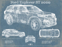 Cutler West Ford Collection 14" x 11" / Unframed Ford Explorer ST 2020 Vintage Blueprint Auto Print 845000214_59957