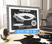 Cutler West Pro Football Collection 14" x 11" / Greyson Frame & Mat Oakland Raiders Team Color Alameda County Coliseum Seating Chart - Vintage Football Print 920787395-TOP_70501