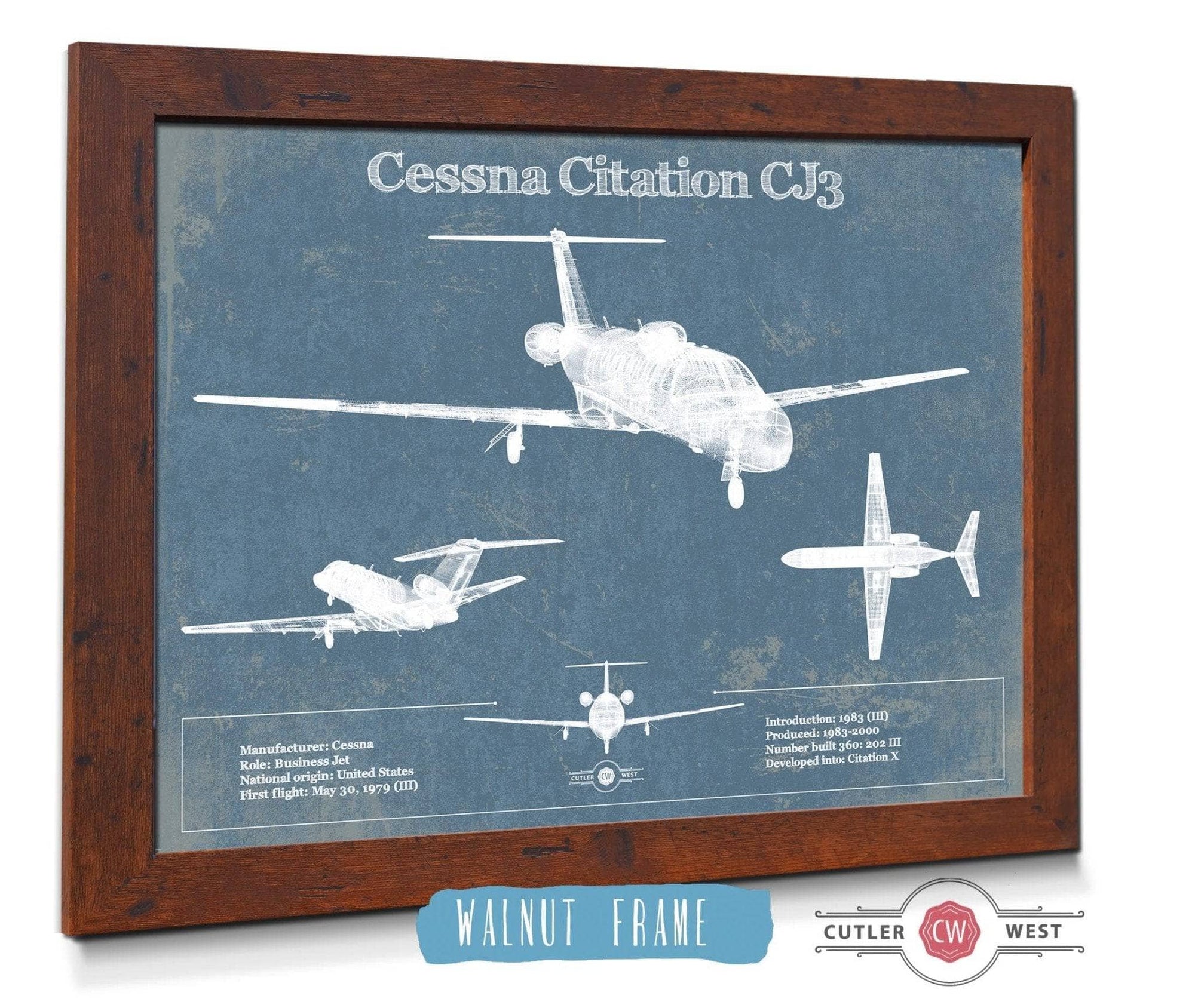 Cutler West Cessna Collection Cessna Citation CJ3 Original Blueprint Art