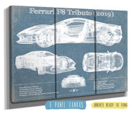 Cutler West Ferrari Collection 48" x 32" / 3 Panel Canvas Wrap Ferrari F8 Tributo (2019) Blueprint Vintage Auto Print 833110065_56839