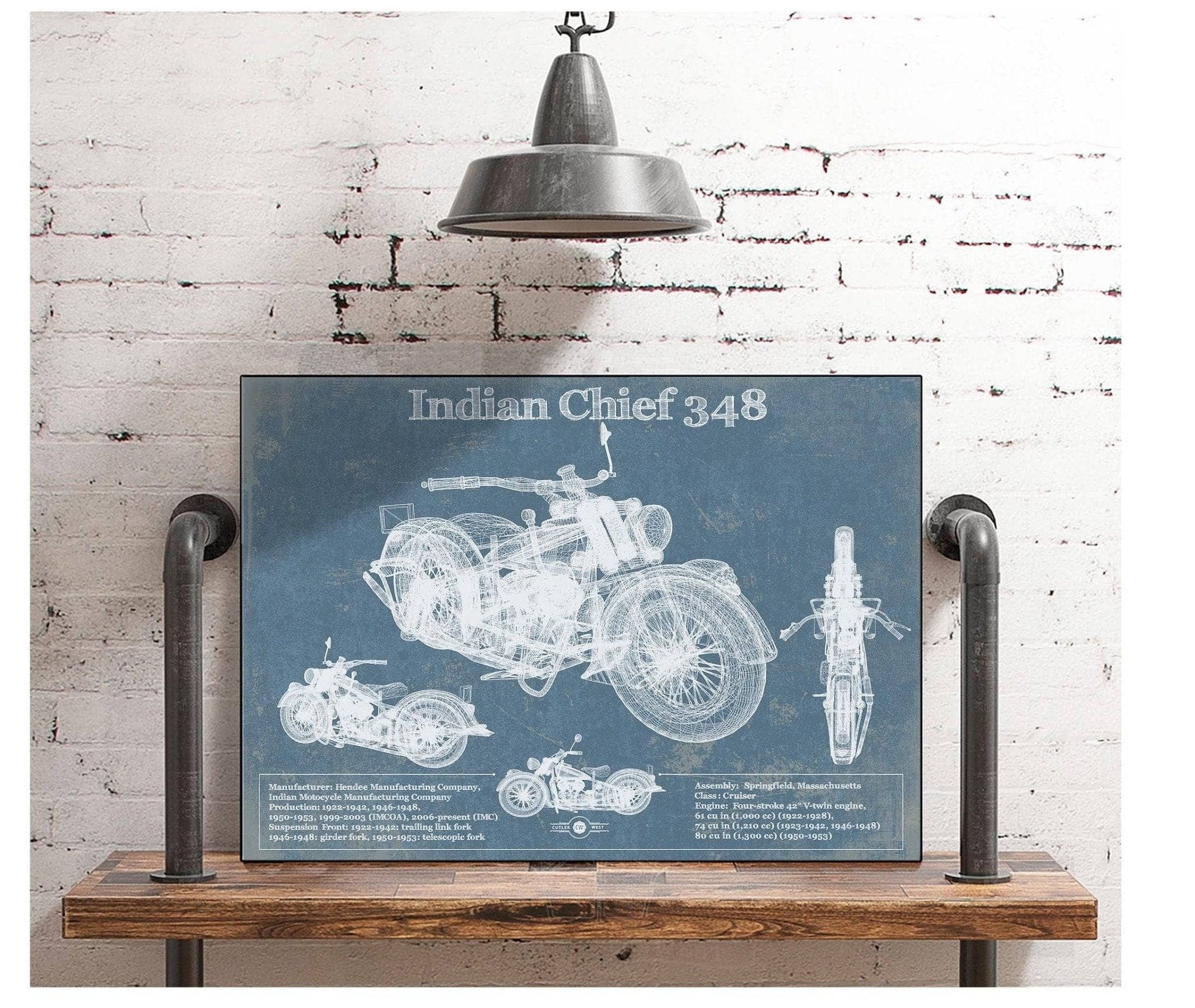 Cutler West Indian Chief 348 Vintage Original Motorcycle Blueprint