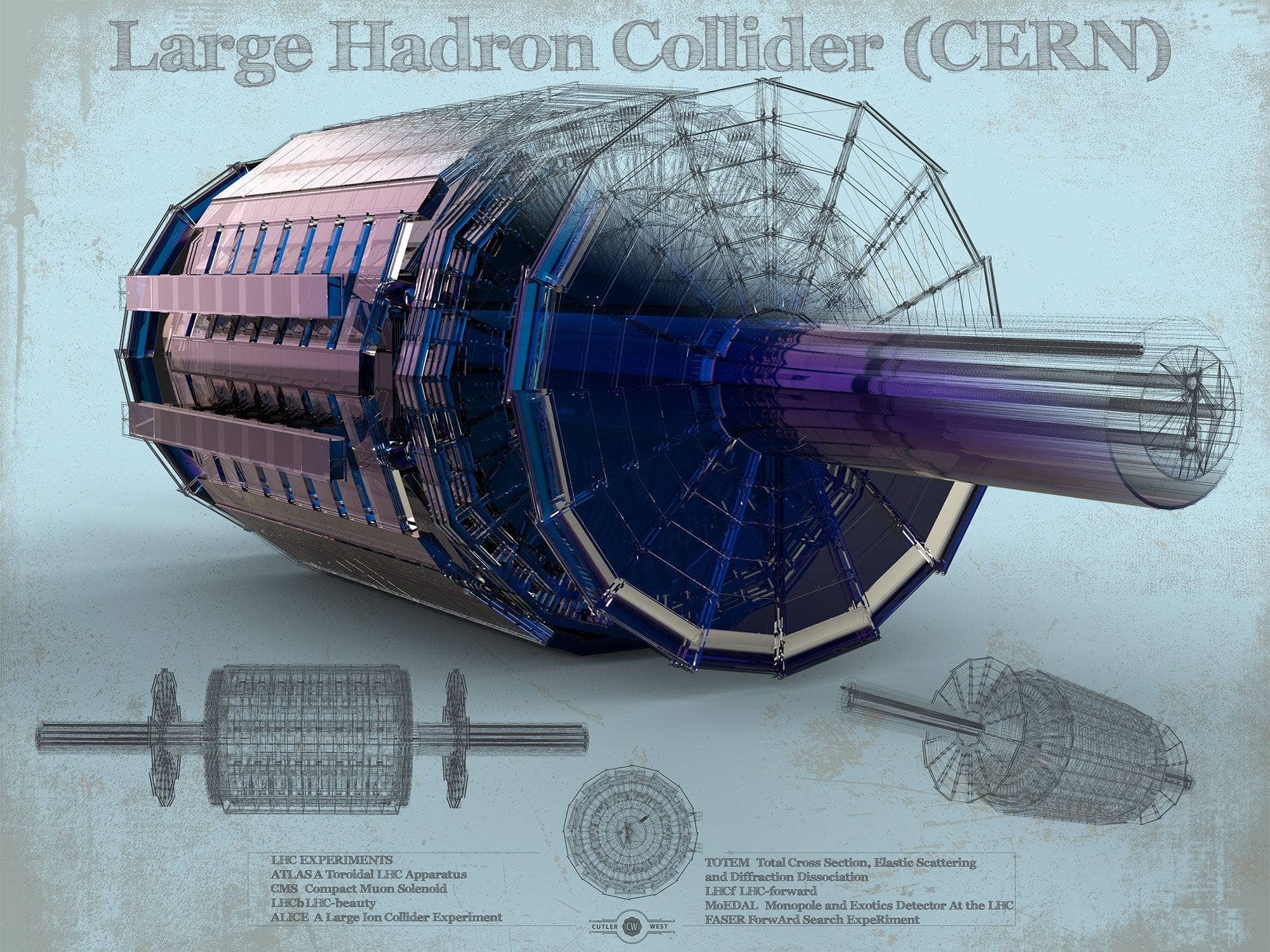 Cutler West Large Hadron Collider CERN Blueprint Wall Art