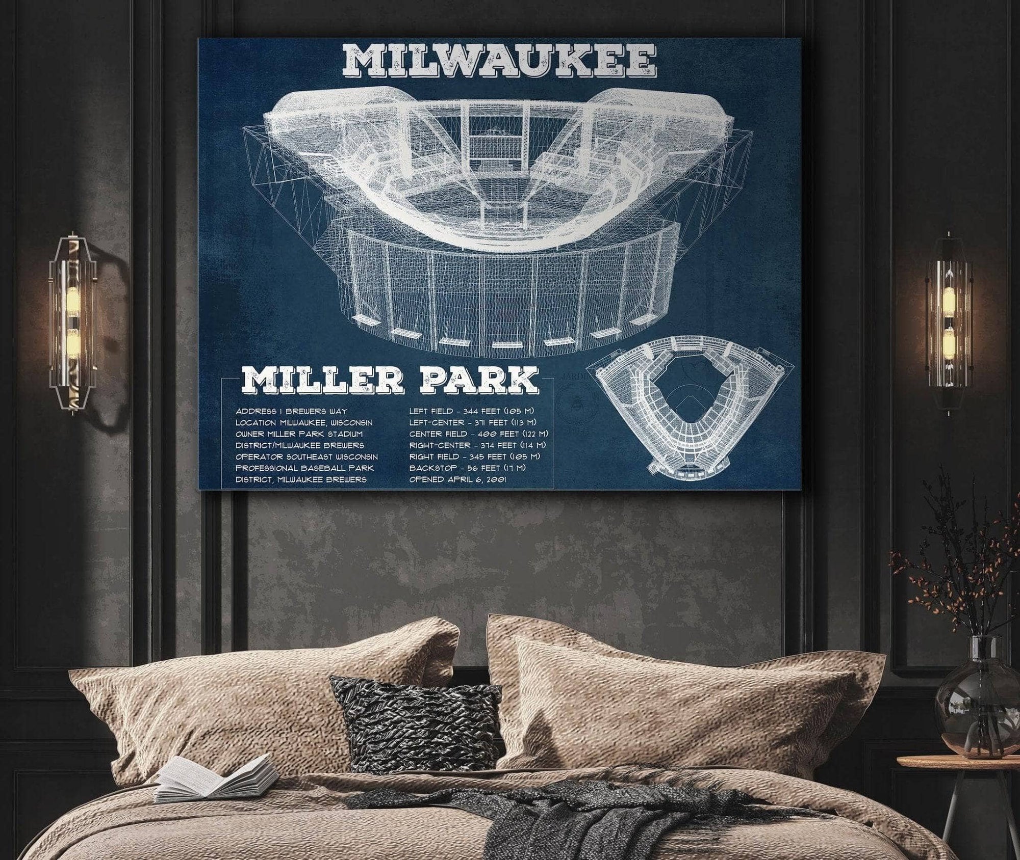 Cutler West Baseball Collection Milwaukee Brewers Miller Park Seating Chart - Vintage Baseball Fan Print