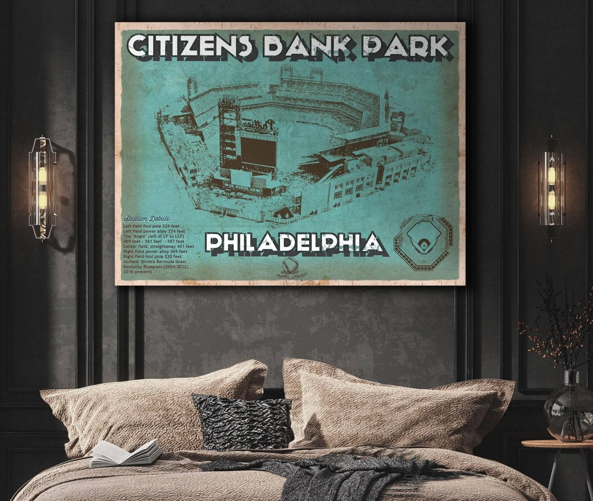 Cutler West Baseball Collection Philadelphia Phillies - Citizens Bank Park Vintage Baseball Print